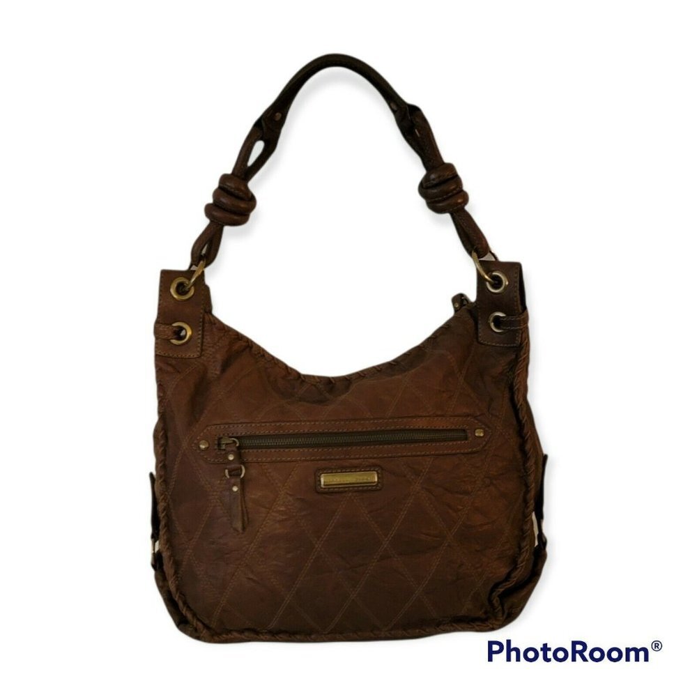 Isabella Fiore Twist Sis Skylar Leather Bag In Chocolate Brown